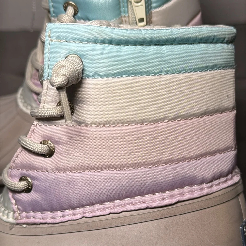New Sperry Kid’s Saltwater Ankle Boot Duck Boot Iridescent Pastel Size 3 & 6